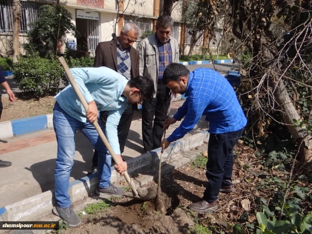 کاشت نهال توسط دانشجویان و کارمندان به مناسبت روز درختکاری