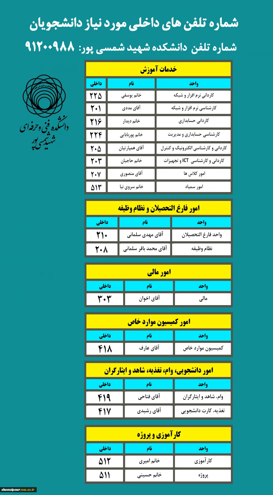 اطلاعیه مهم  شماره جدید دانشکده 3